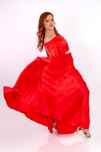 rochie clara din saten rosu 